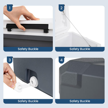 Insulated Cool Box, Ice Chest Box | Cup Holders, Drain Plug & Mesh Storage Pocket