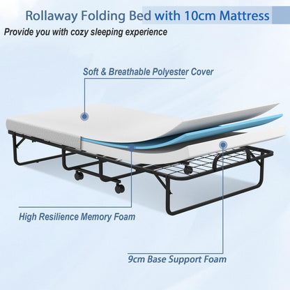 Folding Bed with 10 cm Mattress for Adults and Kids