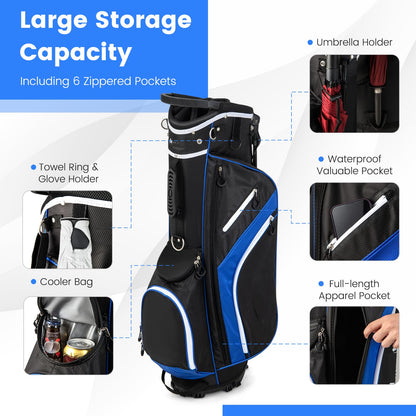 Golf Stand Bag wIth 14 Way Top Dividers 6 Pockets Cooler Bag Dual Strap and Rain Hood