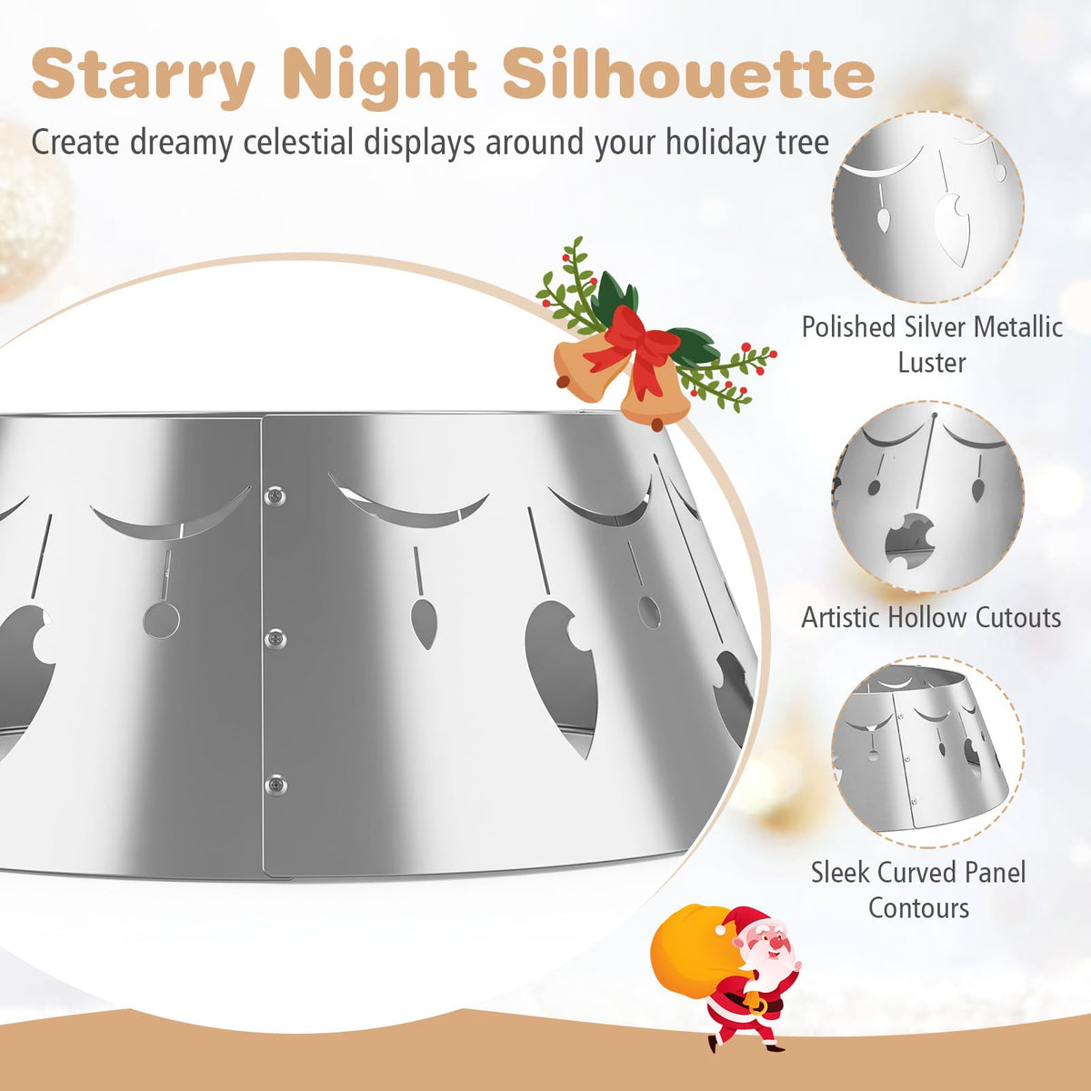 70cm Silver Metal Christmas Tree Collar