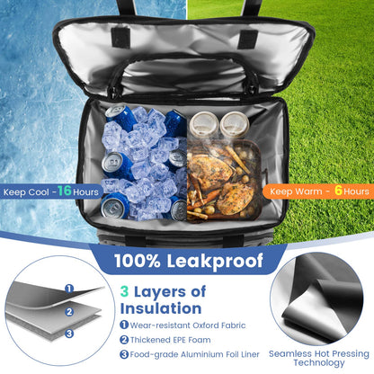 50-Can Large Rolling Cooler with Adjustable Handle and Bottom Plate