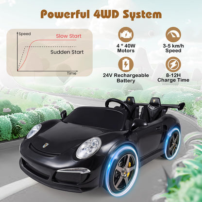 2-Seater Kids Ride on Car, 24V Battery Powered Car