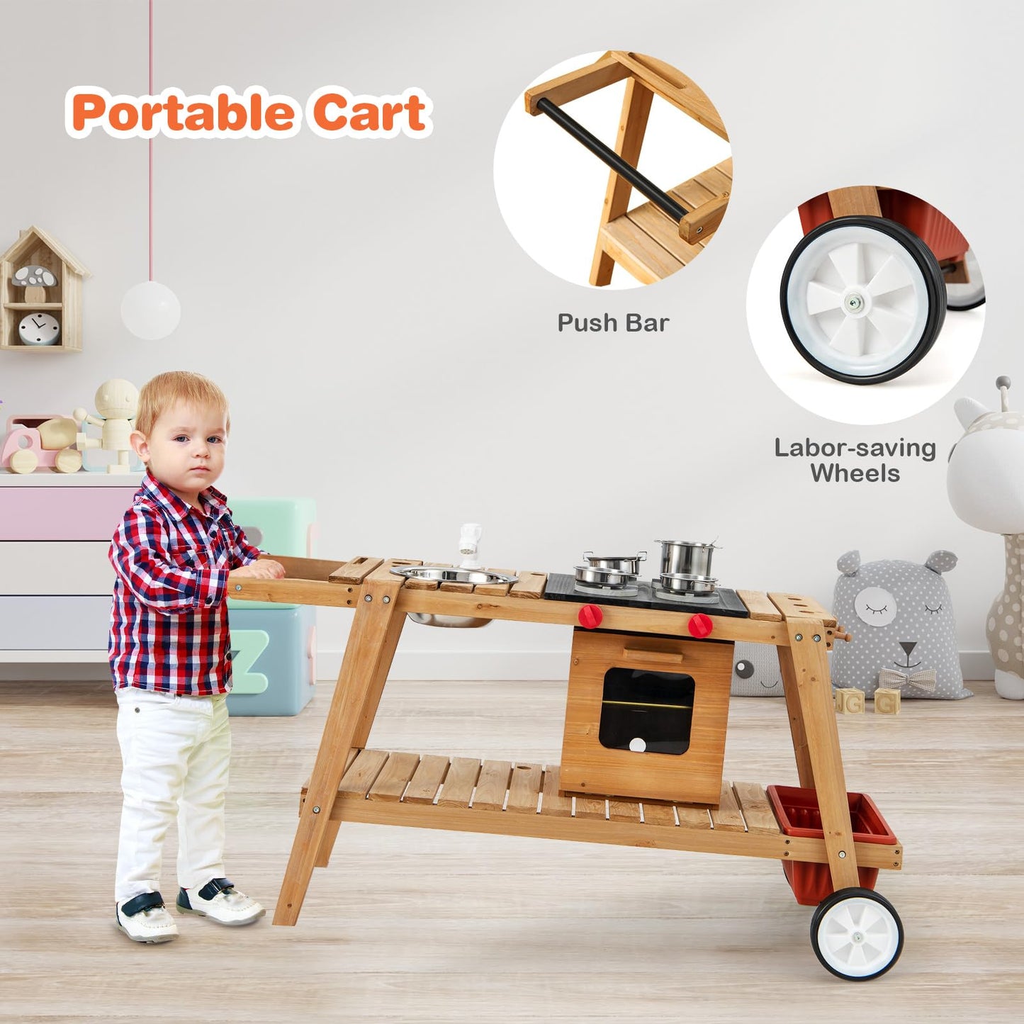 Outdoor Wooden Mud Kitchen for Kids Toddlers