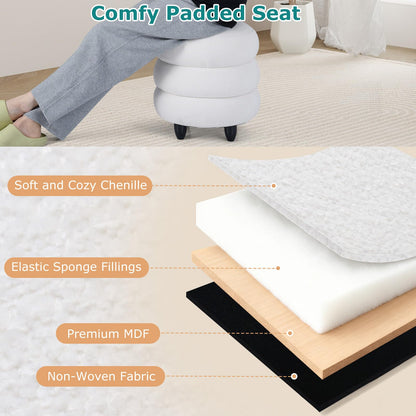 Modern Round Storage Ottoman with Removable Lid and Rubberwood Legs