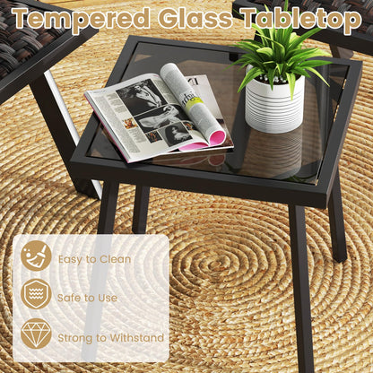PE Rattan Garden Table and Chairs Set with Quick-Drying Foam