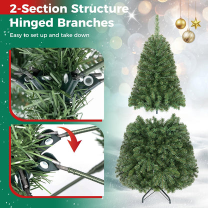 5FT Pre-Lit Artificial Christmas Tree, Hinged Xmas Tree