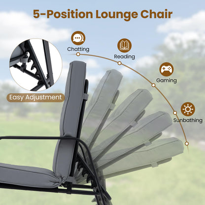 Garden Chairs Set of 2, Outdoor Dining Chairs with 5-Level Adjustable Backrests