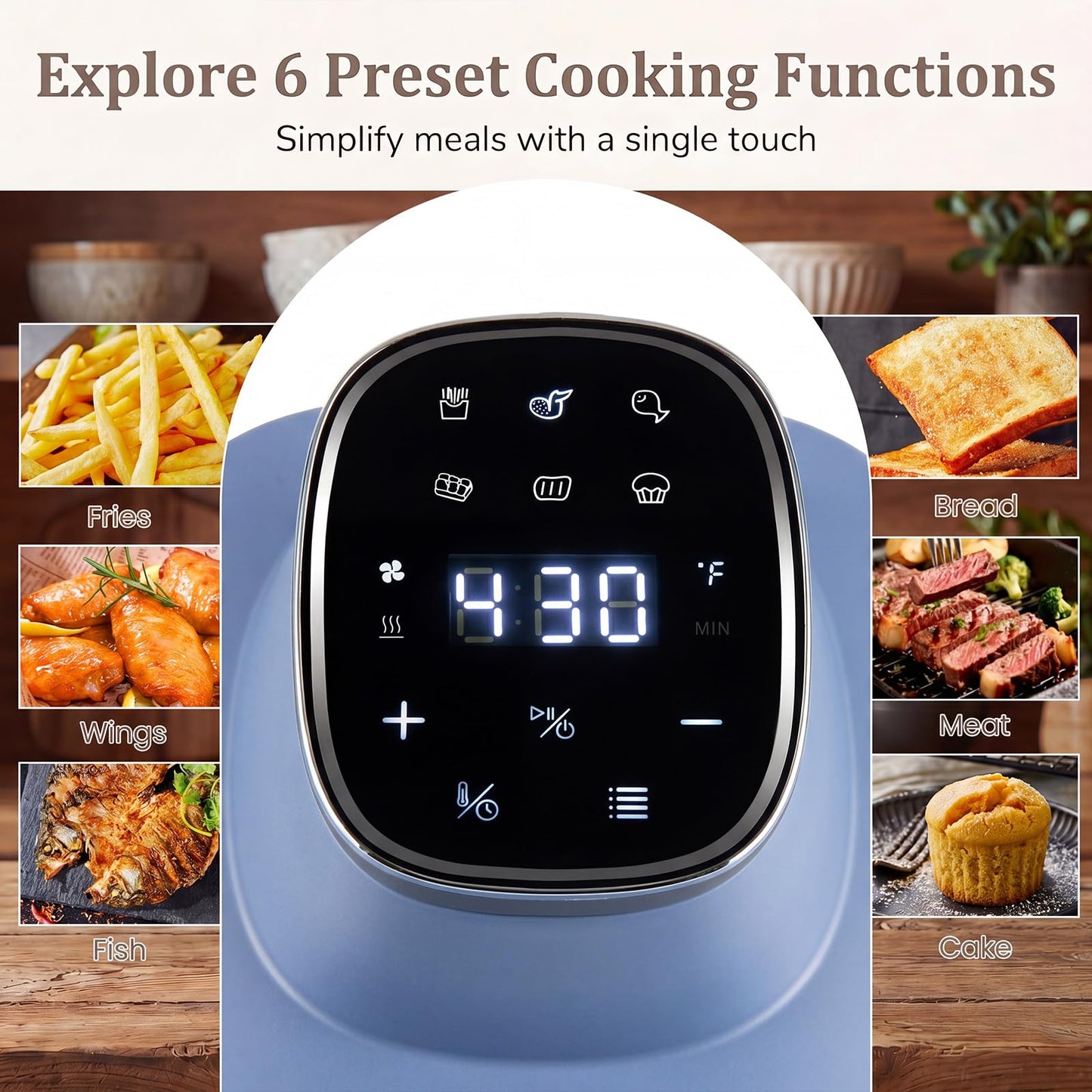 GiantexUK Portable Glass Air Fryer, 6-in-1 Healthy Cooking System