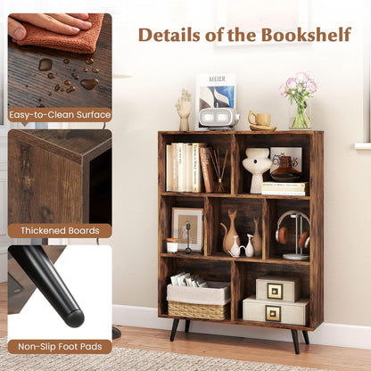 Bookcase 80/100/120/140 CM Storage Organizer with 4/5/5/5 Tapered Metal Legs
