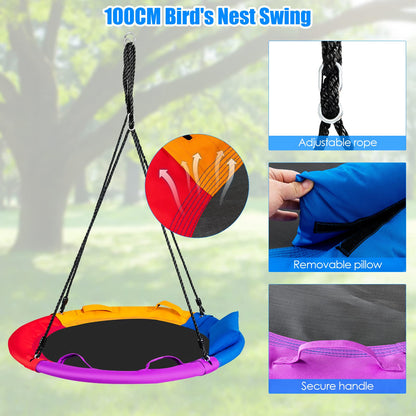 40" Saucer Tree Swing, Flying Nest Swing with Handle & Pillow