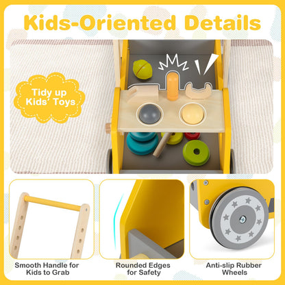 2 in 1 Push Along Walkers and Toy Tool Bench with Adjustable Speed