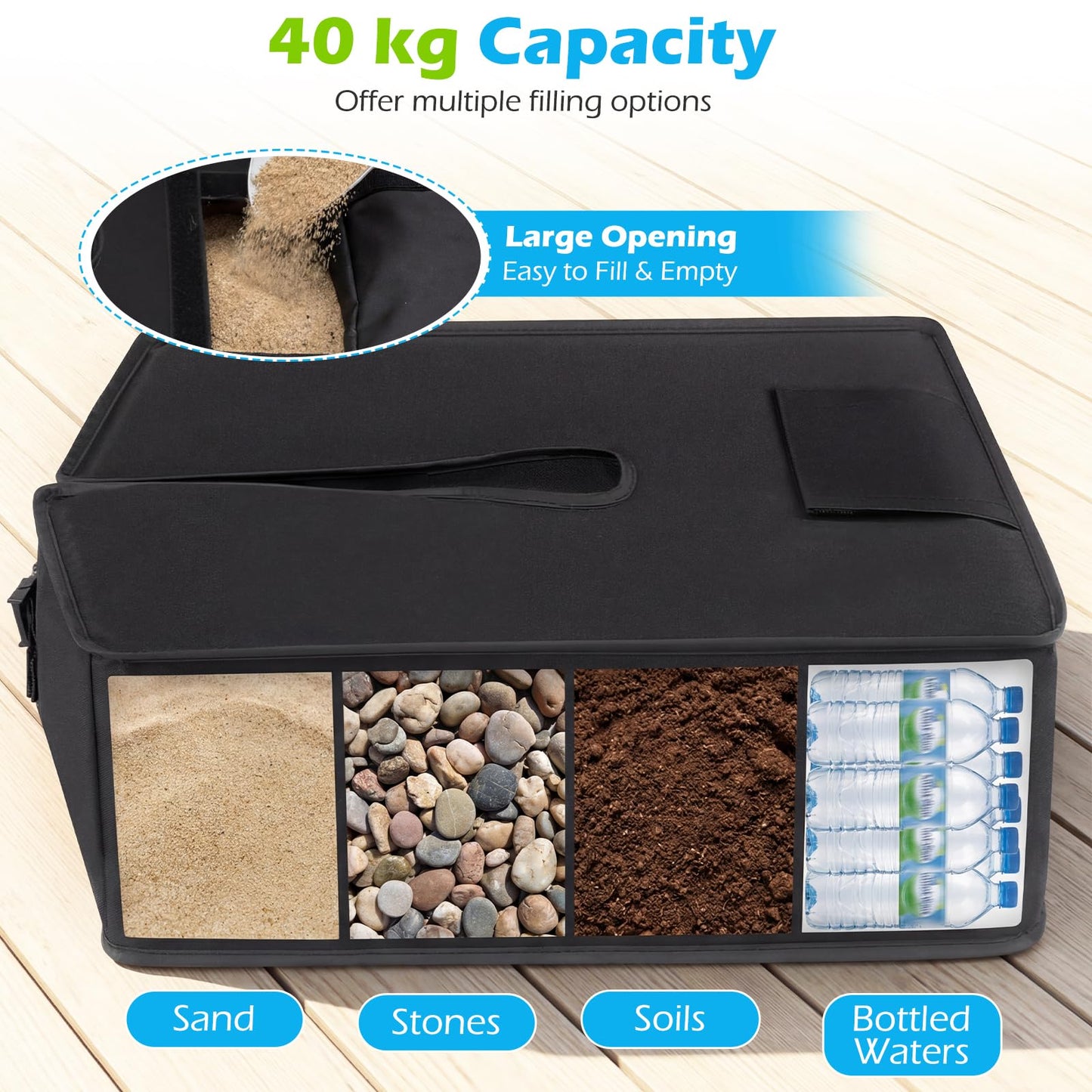Parasol Base Weight Bag, 40KG Sand Fillable Umbrella Stand