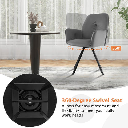 2 PCS Swivel Accent Arm Chairs with Metal Legs and Anti-slip Foot Pads