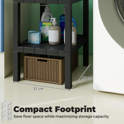 4-Tier Plastic Storage Shelf Freestanding Utility Rack