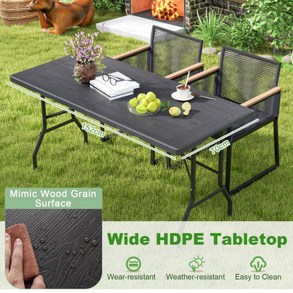 152 x 70 x 74 cm Folding Camping Table with Carrying Handle and HDPE Tabletop