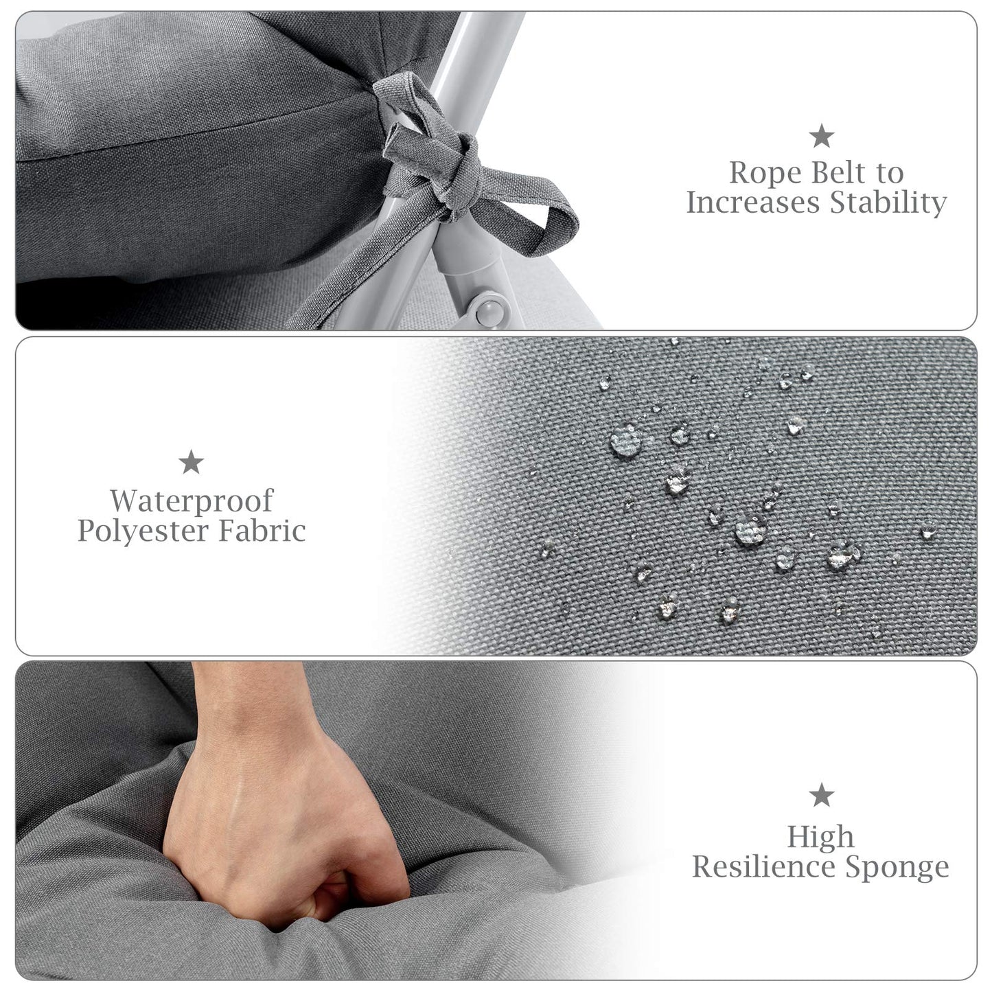 Thick Rocking Chaise Lounge Chair Pad with Non-Slip Rope Belts