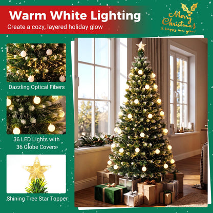 5FT Fiber Optic Christmas Tree, Pre-lit Artificial Xmas Tree