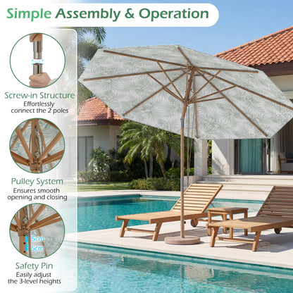 Garden Parasol, Outdoor Heavy Duty Umbrella with Push Button Tilt