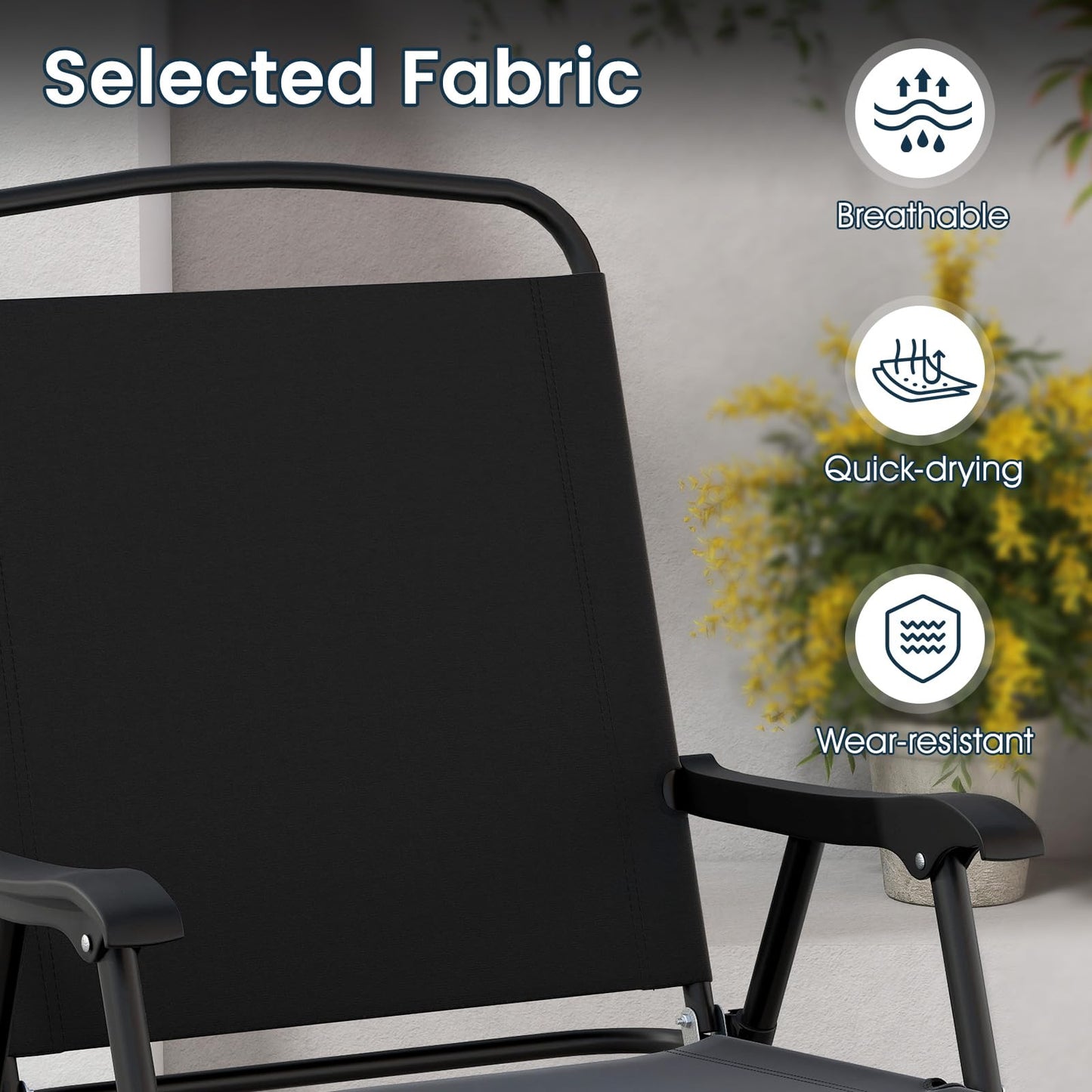 6 Piece Garden Furniture Sets with Parasol, Patio Dining Set with 4 Folding Chairs