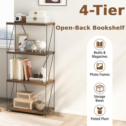 4-Tier Multipurpose Display Rack with Metal Frame for Living Room Home Office