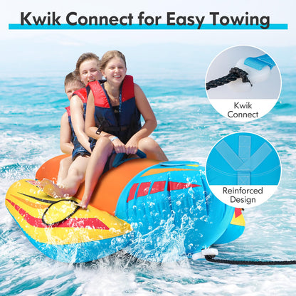 1-3 Riders Inflatable Banana Boat Towable Tube for Boating with Full Nylon Cover