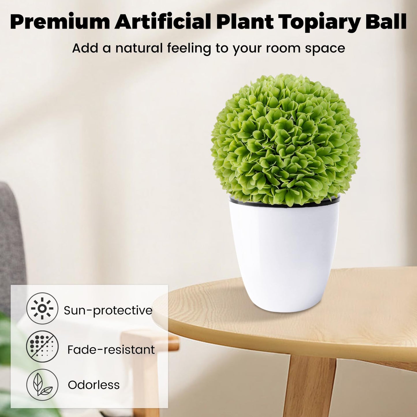 2 Pieces 28 CM Artificial Plant Topiary Balls for Garden Balcony Yard