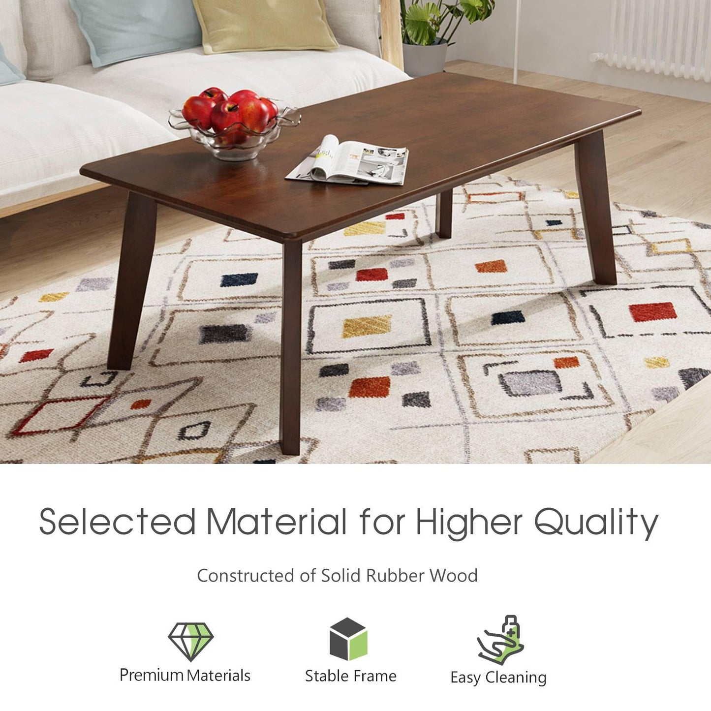 Rectangular Coffee Table with Rubber Legs