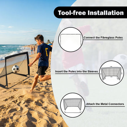 Portable Football Goals Set of 2, 4 x 3 ft Pop Up Soccer Nets