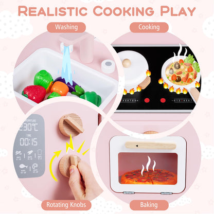 Wooden Kitchen Playset with Stoves and Cookware Accessories