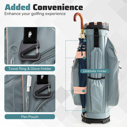 Golf Cart Bag Molded Lock Top Golf Bag with 14-Way Full Length Dividers