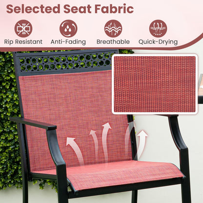 Fabric Outdoor Bar Stools Set of 2 with High Back Armrests & Footrest