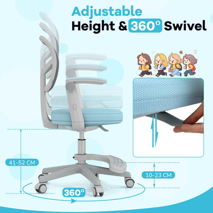 Kids Desk Chair Children Study Chair with Adjustable Height Armrest and Footrest