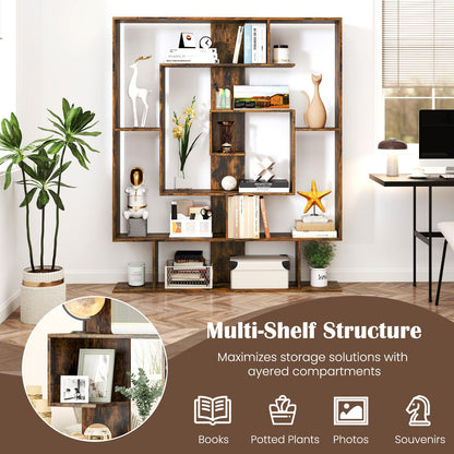 7 Tier Geometric Bookshelf with 2 Anti-Tipping Kits