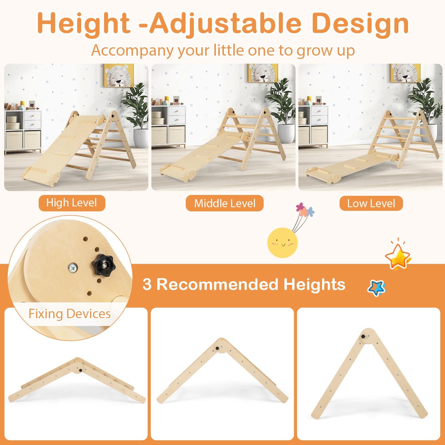 7 in 1 Indoor Wooden Foldable Climbing Toys for Toddlers