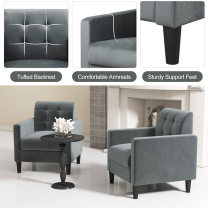 Upholstered Armchair Modern Velvet Accent Chair with Tufted Back