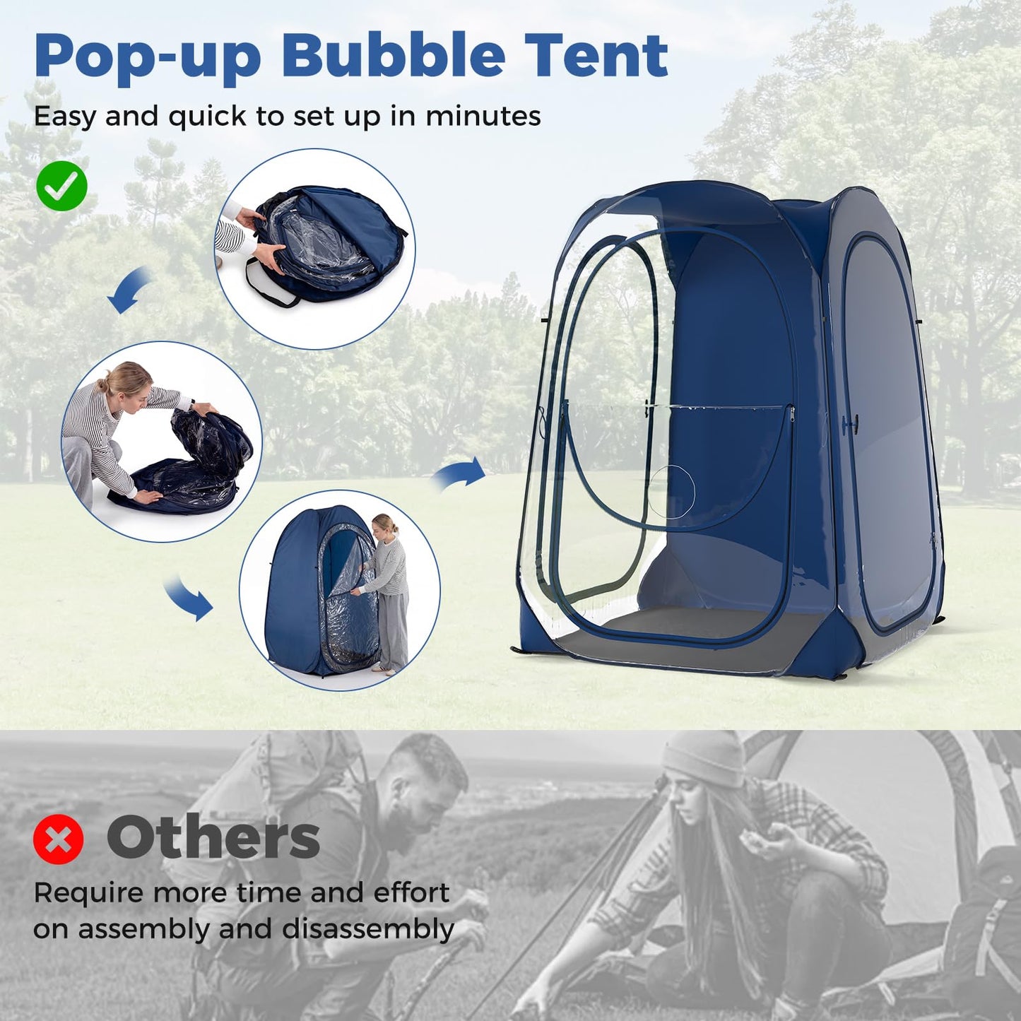 Pop up Bubble Tent, All Weather Sport Shelter Screen House with Carrying Bag