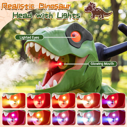 Kids Tricycle, Dinosaur Toddler Trike with Lights