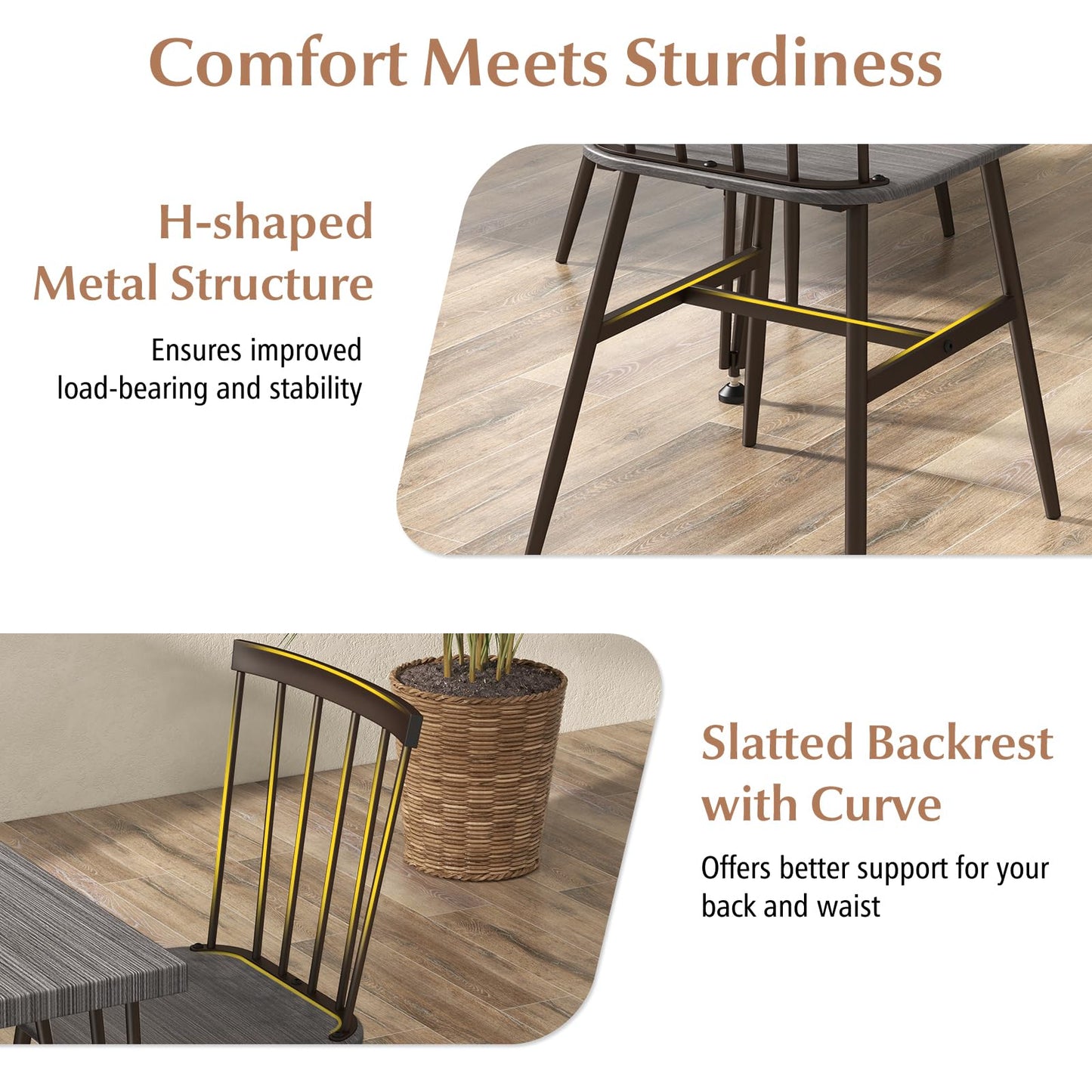 GiantexUK 5 PCS Dining Table Set, Wooden Kitchen Table and 4 Chairs