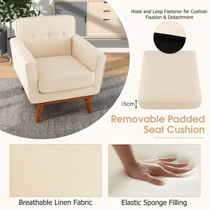 Modern Accent Armchair with Removable Padded Seat Cushion