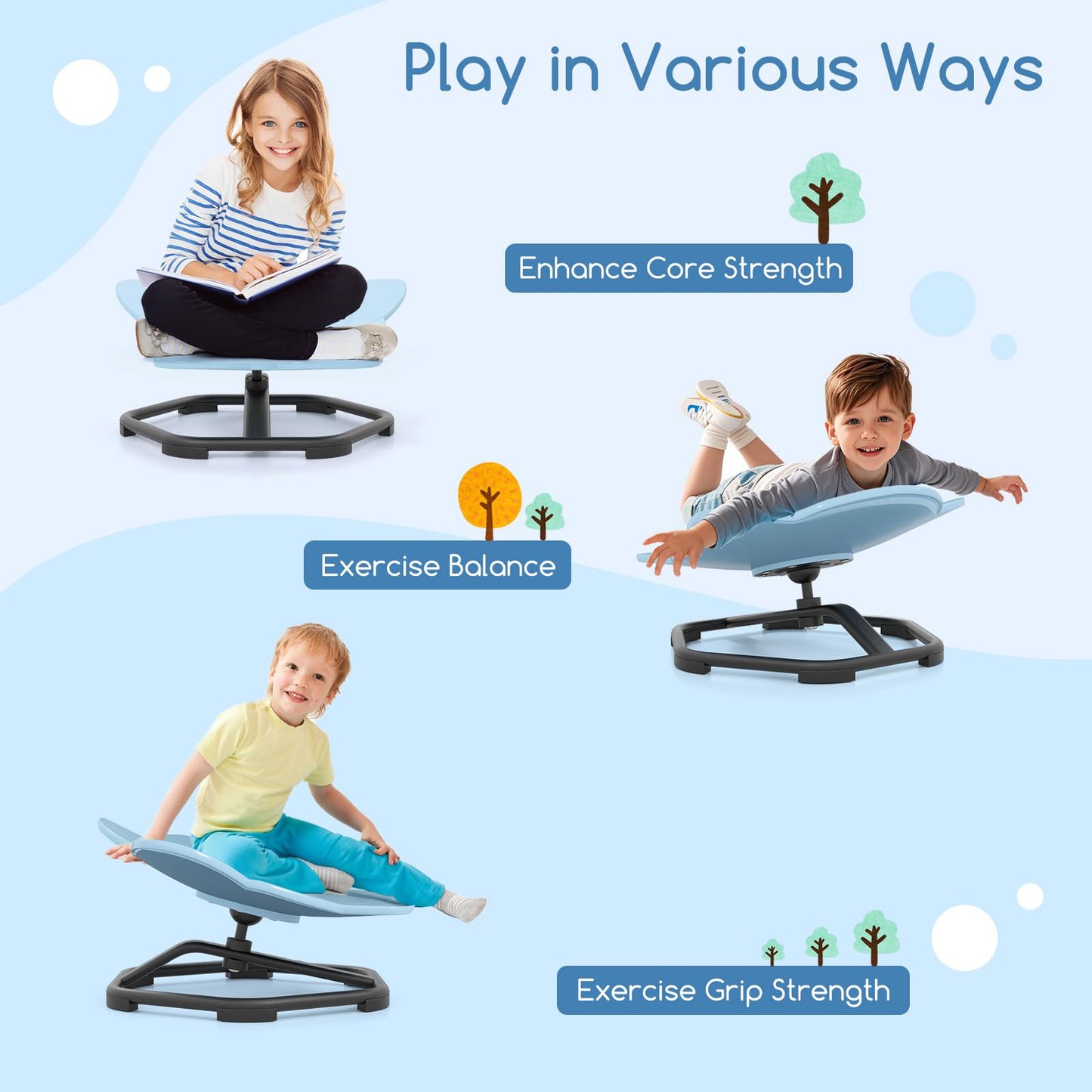 Kids Sensory Swivel Chair Elephant Petal 360° Spinning Chair