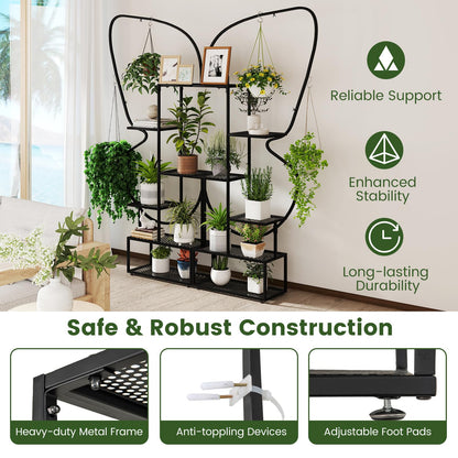 185 cm Tall Butterfly-Shaped 6-Tier Flowerpot Shelf