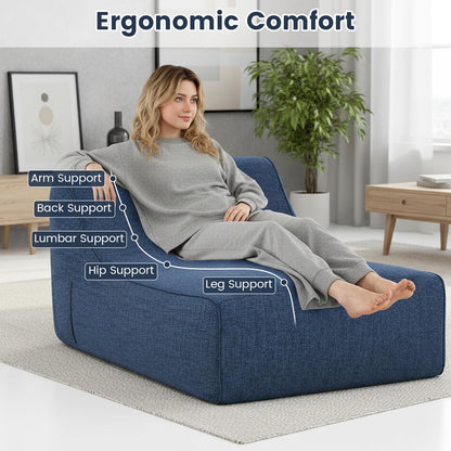 Inflatable Lounge Chair Ergonomic Blow Up Lazy Sofa with Detachable Cover and Anti-Slip Base
