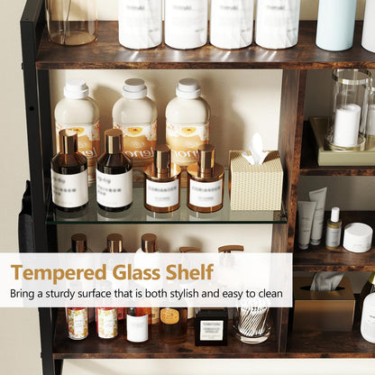 107 CM Industrial Floating Shelves 6-Tier Wall Mounted Shelf with 8 S-Hooks