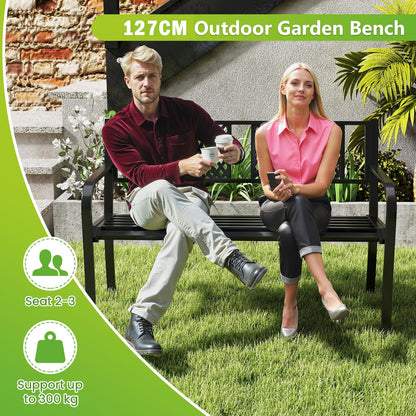 Diamond Pattern 2-3 Seater Heavy Duty Metal Frame Loveseat Park Bench