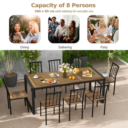 8-Person Outdoor Acacia Wood Dining Table Rectangular Patio Table