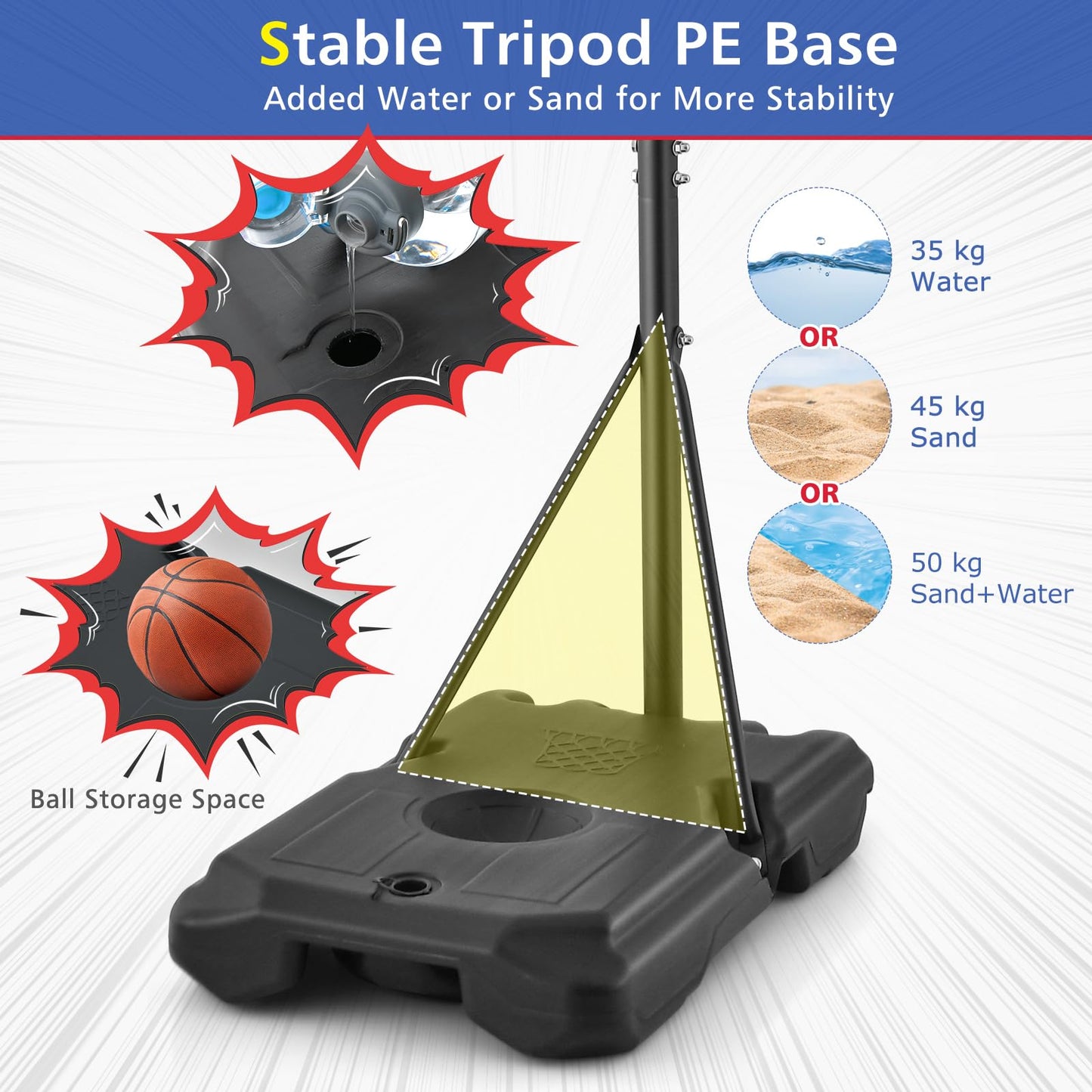 Basketball Hoop and Goal Set with Wheel for Basketball Gym