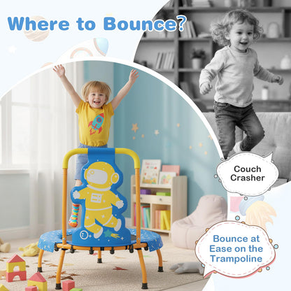 EN71 Certified Cute Children Trampoline with Foam Padded Handle
