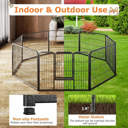 Dog Playpen - 8 Panel Metal Fence for Small Dogs