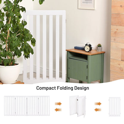 4 Panels Freestanding Wooden Dog Fence Up to 203cm Wide