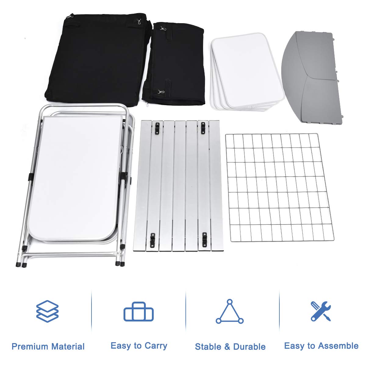 Folding Camping Table with Windshield and Carrying Bag